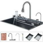 Suguword ? �vier de cuisine � bac unique avec robinet multifonctionnel num�rique ? affichage led ? bec ...