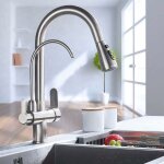 Robinet cuisine pivotant � 360� 3 voies mitigeur de cuisine et 2 poign�e douchette extractible de cuisine ...