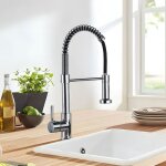 Robinet cuisine pivotant � 360�, robinet d'�vier � arc �lev� pulv�risateur escamotable 2 modes de pulv�risatio ...