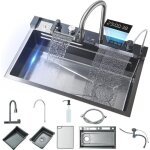 Suguword - vier de cuisine premium 'cascade volante' - pack complet avec robinet intelligent num�rique, ...