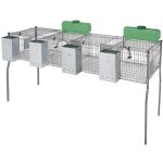 Suinga - cage � lapin 4 compartiments plancher m�tallique 200 x 62 x 99 cm �quip�e de tr�mies et d'abreuvoirs ...