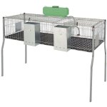 Suinga - cage � lapins galvanis�e � fourrage central de 2 d�partements, plancher de plastique, 157x63x98 ...