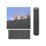 Suinga - canisse synthtique pvc double 2 x 3 m avec cannes entires anthracite, brise - vue pour jardins, ...