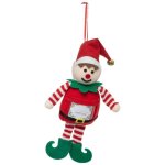 Sujet lutin avec �tiquette nom 20cm polyester gar�on - feeric lights & christmas