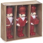 Sujet de no�l lot de 3 casse - noisette rouge paillet� en r�sine - feeric christmas