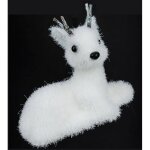 Sujet renne floqu� polystyr�ne avec bois h. 12cm - feeric lights & christmas