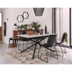 Bestmobilier - sullana - table  manger extensible - effet marbre - 4  6 personnes - noir / blanc