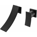 Sumerain - mitigeur de lavabo mural noir, robinet salle bain en cascade avec deux trous