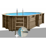 Kit piscine bois gr� grenade 2 4, 36 x 3, 36 x 1, 17 m + douche
