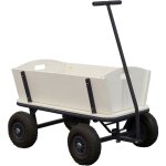 Sunny billy chariot de jardin, bois - anthracite - 94x61x97cm / 100 kilos max 4 roues