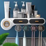 Sunxury - porte - brosse � dents mural avec deux distributeurs automatiques de dentifrice, 8 emplacements ...