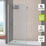 Superban - pare douche fixe en verre s�curit� transparent �p 8mm anti calcaire, l. 110h. 195 cm, profil� ...