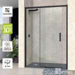Superban - pare douche porte coulissante droite en verre p 6mm l112 / 116h195 cm, profil noir mat vzannes ...