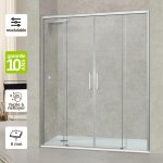 Superban - pare douche portes coulissantes en verre p 6mm l164 / 168h195 cm, profil chrome vzannes ...