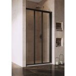 Ravak - supernova - porte de douche slim en trois partie asdp3 - 110, 1070 - 1110 mm, noir / verre transparent ...