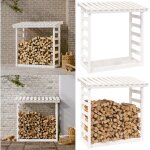 Support pour bois de chauffage blanc 108x64, 5x110cm bois de pin - support  bches - stockage bois - ...