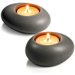Support � bougie tealight en pierre gris, 2 pi�ces, fancy tescoma