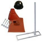 Support de chevrons toit fixation antenne sat + manchon pour m�t rouge + tuile plastique / alu rouge ...