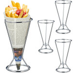 Relaxdays support cornet de frites, lot de 4, porte - frites, hxd : 16 x 9, 5 cm, acier, pour snacks, ...