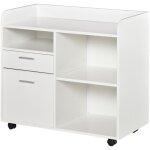 Vinsetto - support d'imprimante - caisson rangement - 3 niches, tiroir, trieur - panneaux blanc
