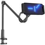Support long et flexible pour t�l�phone et tablette fix� au bureau, noir