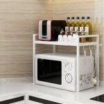 Gojoy - support pour micro - ondes extensible  2 niveaux en acier inoxydable (43 - 65 cm), organisateur ...