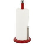 Support non fixe essuie - tout, acier inoxydable, avec barre d'arr�t, h x d : 35 x 15 cm, rouge - argent� ...