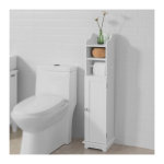 Sobuy - support papier toilette armoir toilettes porte brosse wc en bois ? blanc frg177 - w 