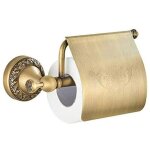 Support de papier toilette avec couvercle en laiton retro porte - rouleau murale