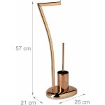 Support de papier - toilette avec porte - brosse inox laqu cuivre 75 cm