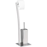 Support de papier toilette avec porte - brosse wc 71 cm argent