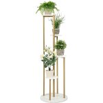 Goplus - support pour plantes � 5 niveaux, �tag�re d'angle pour plusieurs plantes avec texture marbre, ...