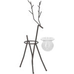 Support de plante en fer forg� en forme de cerf avec vase en verre transparent pour culture hydroponique ...