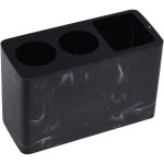 Support porte - brosses � dents en r�sine effet marbre noir socle drainant