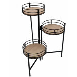 Spetebo - support de pot de fleurs en mtal avec tagres en bois - pliable / 3 tagres - ca. 32x28x40cm ...