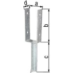 Alberts support de poteau en u eta - 10 / 0210 91x200x200x50mm tzn avec ancrage pour bton et fer en ...