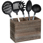 Support à ustensiles de cuisine, 2 compartiments pour les accessoires & couverts, 17x24x12 cm, bois, ... Support à ustensiles de cuisine, 2 compartiments pour les accessoires & couverts, 17x24x12 cm, bois, ...