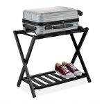 Support  valises, pliant, bambou, hxlxp: 58, 5x68, 5x38 cm, porte - bagage avec tagre, sac voyage, ...
