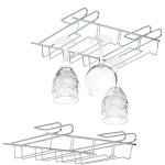 Support � verres � vin, lot de 2, accessoire d?armoire pour 12 verres � pieds, bar, m�tal, 8, 5 x 34, ...