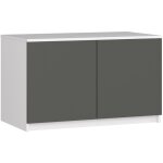 Akord - surmeuble pour armoire s90 blanc 90 cm 2 portes fa�ade gris graphite 2 �tag�res 90x51x55 cm