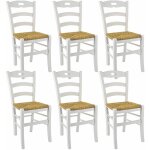 Altobuy - suzy - lot de 6 chaises laqu�es blanc et assises en paille