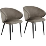 Svita audrey lot de 2 chaises de salle � manger fauteuil de cuisine avec accoudoirs velours taupe