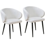 Svita - audrey lot de 2 chaises de salle � manger fauteuil de cuisine avec accoudoirs teddyboucl� blanc ...