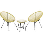 Svita - ensemble de meubles de balcon bali ensemble de salon relax egg - chair en osier design jaune Svita - ensemble de meubles de balcon bali ensemble de salon relax egg - chair en osier design jaune