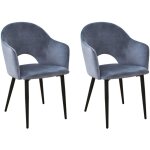 Svita - hailey lot de 2 chaises de salle � manger fauteuil de cuisine rembourr� velours gris fonc�