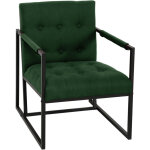 Svita - jones fauteuil cocktail lounge rembourr� avec cadre en acier velours vert fonc�