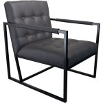 Jones fauteuil cocktail lounge rembourr avec cadre en acier similicuir gris fonc - svita