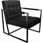 Svita jones fauteuil de cocktail lounge rembourr� avec cadre en acier similicuir noir