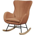 Svita - knut chaise  bascule chaise  patins en bois avec accoudoirs teddyboucle marron