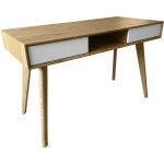 Svita retro bureau imitation bois avec tiroirs brun clair